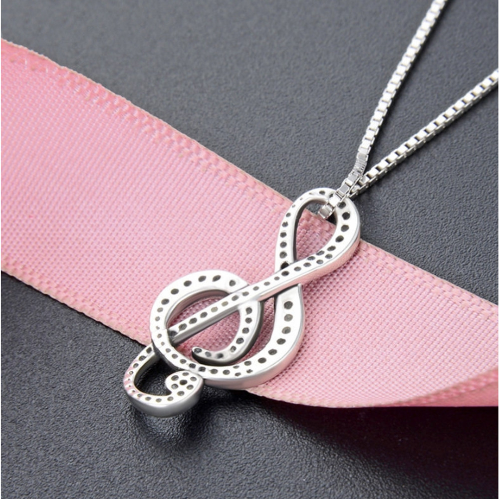 Musical Note Silver Necklace - Picture 5 of 7